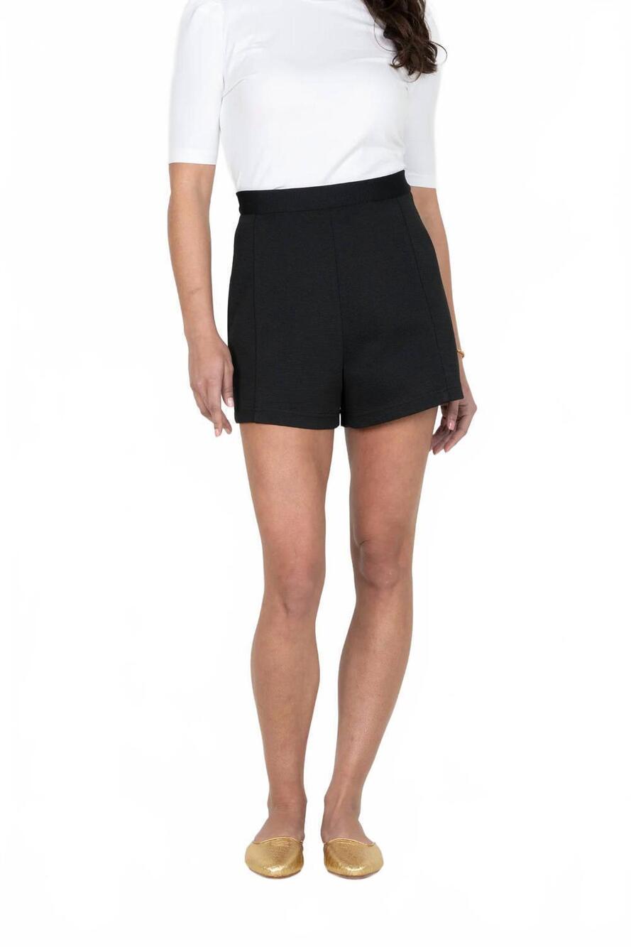 NEW EMILY MCCARTHY tailored high-rise short in black stretch knit